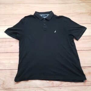 Nautica Polo‎ Shirt Mens XL Black Short Sleeve Classic Casual Everyday Adult
